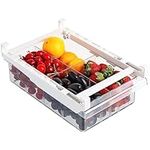 Kurtzy Retractable Drawer Organizer For Fridge - BPA Free Clear Plastic Pull-Out Retractable Refrigerator storage for Fridge, Freezer, or Kitchen - Holds Fruit, Vegetables & More