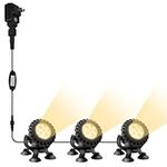 T-SUN LED Pond Light, Submersible LED Lights RGB Underwater Lights 3000K Warm White Spotlight Outdoor IP68 Waterproof