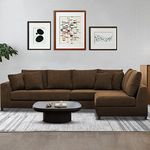 Braxton Bosnia RHS 7 Seater L Shape Sofa Set Heavy Duty Durable Home Sofa Office Living Room Furniture (Brown Fabric)