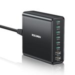 Rocoren USB C Charger Multi Port 200W, 8-Port PD100W QC4.0 PPS GaN Charging Station with 1.5m UK Extension Cord Compatible with MacBook Pro/Air M2, iPhone 16 Pro Max/15 Pro, Galaxy S24 Ultra, Laptop