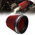 RYANSTAR RACING Tapered Cone Closed-Top Washable Clamp-On Dry Air Filter short 155mm 152mm 6" High Flow Round