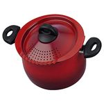 Bialetti Oval Aluminum 5.5 Quart Pasta Pot with Strainer Lid, Nonstick, Red