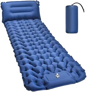 Amtake Camping Sleeping Pad, Self-Inflating Camping Mattress Sleeping Mat,10 cm High Air Mattress with Built-in Foot Pump, Lightweight Inflatable for Traveling, Hiking and Outdoor (Blue)