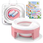 MCGMITT Portable Potty Seat for Kids Travel - Foldable Training Toilet Chair for Toddler Girls with Storage Bags (Pink)