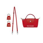 SENTEN Purse Straps Replacement for Longchamp Bag Women, Leather Crossbody Shoulder Strap Kit Adjustable for Longchamp XS Tote Bag Primitive(Red Sliver), width:0.43inch