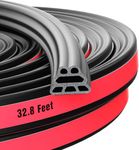 SOZATO Universal Car Door Rubber Seal Strip Self Adhesive Automotive Door Soundproofing Weather Stripping Double Layer 5-Hole Auto Weatherstrip fit Truck Pickup RVs (6-Hole, Pyramid 32.8Ft)