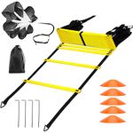 Soccer Training Equipment for Kids Adults with 5 Cones, 12 Rungs 20 Ft Speed Ladder and Resistance Parachute Football Agility Training Equipment Kit (Value Set - 2)