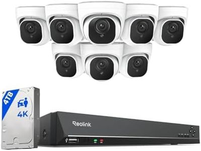 REOLINK 4K PoE Security Camera System Wired, 8pcs 8MP PoE Cameras, Smart Person/Vehicle Detection, 16CH NVR with 4TB HDD, H.265, 24/7 Recording, High Bitrate & Clear Stream, RLK16-800D8