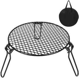 REDCAMP Folding Campfire Grill Heavy Duty Steel Grate, Portable Over Fire Camp Grill for Outdoor Open Flame Cooking, Circle Small