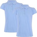 A2Z 4 Kids Girls Plain Shirts Summer Tank Top and Tees - Girls Polo Shirt Sky Blue 2 Pack 9-10