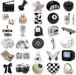 Titu Ki Baatein Vintage Black and White Stickers,Retro Black & White Waterproof Stickers Decals for Laptop Computer Skateboard Bumper,Aesthetic Vsco Vinyl Stickers (50 Pcs)