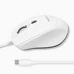 Macally USB C Mouse for Mac - Precise, Comfortable, and Quiet - Wired Type C Mouse for MacBook Pro |Air|PC|iOS|Android - Ambidextrous Body, 4 DPI Modes, & Silent Buttons - Optical Mouse USB C - White