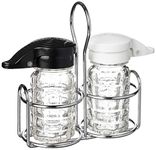 Tumbler Home Shake It Free Shaker - Moisture Proof Glass Salt and Pepper Shakers with Metal Caddy