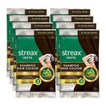 Streax Insta Shampoo Hair Colour for Men & Women | Enriched with Almond Oil & Noni Extracts | Long-Lasting Instant Colour | Natural Brown | Pack of 8-18 ml Each