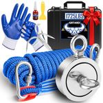 Grtard Gifts for Men,1725 LBS Magnet Fishing Kit for Men's Gifts for Husband, Double Sided Neodymium Fishing Magnets with Case-Christmas Stocking Stuffers for Retrieving Items in River, Lake, Beach