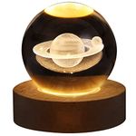 3D Crystal Ball Nightlight Decolamp Solar System Model Decor Science Astronomy Universe Cool Desk Present Space Gifts Decor, Saturn