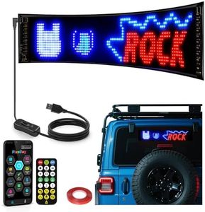 dalattin Devil Eyes Light for Windshield, 14.72"x3.62" High-Brightness USB LED Display, APP/Remote Control for Custom Text & Animation, Multi-Panel Sync for Cars Trucks SUVs, USB-Powered