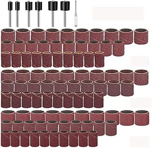 307 Pieces Sanding Drum Kit, Including 300 Pieces Drum Sander Nail Sanding Band Sleeves and 6 Pieces Drum Mandrels and 1 Piece Wrench for Dremel Rotary Tool