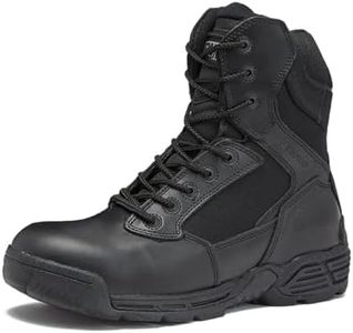 MAGNUM Men's Stealth Force 8 Inch Waterproof Black Tactical Boots, Leather Side Zip Military Combat Desert Boots, Black, 13