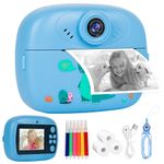 Niaazi Kids Camera Instant Print Camera - 1080P HD Digital Camera for Kids with No Ink Print Photo Paper & 32G TF Card, Selfie Video Camera with Color Pens for DIY, Birthday Gifts Toy (Blue)