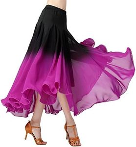 Qsuccua Female Ballroom Dance Swing Skirt Dance Performance Skirt Gradient Color Modern Dance Long Skirt