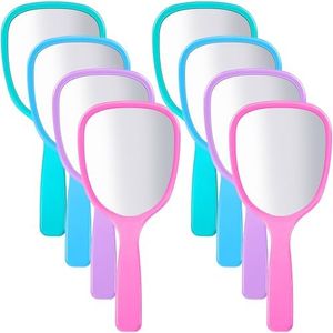 Jetec Small Handheld Hand Mirror Compact Travel Makeup Mirror Handheld Cosmetic Personal Mirror Portable Vanity Mirror 3.15 * 7.09inch(Blue, Green, Pink, Purple,8 Pcs)