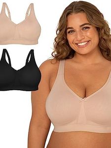 Fruit of the Loom Fit for Me Women's Plus-Size Wireless Cotton Bra, Available in Multi Packs!, Sand/Black Hue, 16D