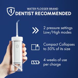 Waterpik Cordless Water Flosser – White, Portable Dental Cleaner