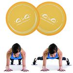 iQinQi Exercise Glider Discs, Exercise Core Sliders for Working Out, Dual Sided Sliding Discs Use on Hardwood Floors, Workout Discs Abdominal & Total Body Gym Exercise Equipment for Home (Yellow)