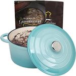 Cast Iron Bread Baking Pot 24 cm - 3.5 L Casserole Pot Cast Iron Enamelled for Stewing, Baking and Roasting - Bread Baking Pot with Lid Induction - (3.5 L, Blue)