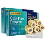 Magic Leaf Sugar Free Kaju Anjeer Roll Dessert - 600 gm (Pack of 2, 300 gm Each), 100% Natural and Fresh, Diwali Gifts for Family and Friends, Diwali Mithai Box, Indian Sweets Gift Pack, Sweetened With Stevia