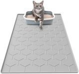 Garoopion Cat Mat for Litter Box, Large 34" X 22" Cat Litter Mat, Waterproof Silicone Pad for Floor, Gray