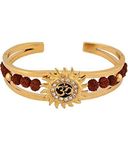 ASHVI - Stainless-Steel Gold Plated Wheat Cutt & Kadaa Bracelet-For-Men combo