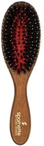 Spornette Classic German Porcupine Hair Brush - (#25) - Dual Bristle Oval Wooden Paddle Brush With Boar Hair And Nylon Bristles For Detangling, Straightening And Brushing Hair - For Men And Women