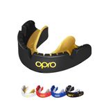 OPRO Gold Level Mouthguard for Braces, Adults Sports Mouth Guard, Featuring Revolutionary Fitting Technology for Boxing, Lacrosse, MMA, Martial Arts, Hockey, and All Contact Sports (Black)