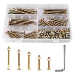 FIGFYOU 51Pcs M6 Furniture Bolt Nut Set,Furniture Bolts Nuts Zinc Plated M6 Crib Screws Furniture Screws and Bolts Assortment Kit Bed Screws Kit for Crib Bunk Bed Furniture Cot(40, 50, 60, 70, 80mm)