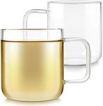 Teabloom Set of Two Premium Borosilicate Glass Cups - 8 Ounces / 240 ml - Stain-free and Microwave Safe