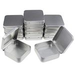 Goodma 12 Pieces Square Metal Empty Tins Home Storage Containers Organizer Mini Box with Hinged Lid, 7 x 7 x 2 cm (Silver)