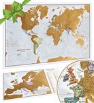 Scratch The World® Travel Map - Scratch Off World Map Poster + Bonus Europe Scratch - Maps International - 50 Years + of map Making - Most Detailed Map Gift