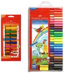 Faber-Castell Kindergarten Grip Crayons - Pack of 10 (Assorted) Connector Pen Set - Pack of 25 (Assorted)
