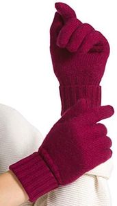 Fishers Finery Women's 100% Pure Cashmere Gloves; Ribbed Cuff (Cabernet)