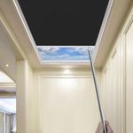 TIPIACE Manual Skylight Blinds Cellular Honeycomb Full Blackout Fabric Curtain Shades Suitable for Roof Inclined Plane Room Windows (Black FB015)