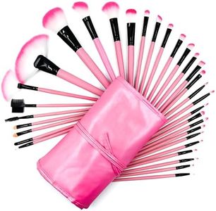 EZONEDEAL 32 Pcs Pink Makeup Brush Set, Professional Cosmetic Make up Brushes Ultra Soft Kit With Bag Case For Eyeshadow Brush, Eyeliner Face Lip and Foundation Brush, Contour Brush, Concealer Brush