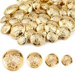 UPIQNG 40Pcs Metal Buttons Gold Sewing Button Set Round Vintage Brass Clothes Buttons DIY Accessories for Uniform Blazer Jacket Suits,14MM,17MM,20MM,25MM