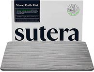 SUTERA Rubber- Stone Bath Mat, Diatomaceous Earth Shower Rectangular Shape Mat, Non-Slip Super Absorbent Quick Drying Bathroom Floor Mat, Natural, Easy To Clean (23.5 X 15 Gray)