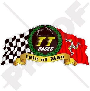 Isle of Man Île de Man TT Courses Manx Moto GP Racing, 150mm Vinyl Sticker, Autocollant