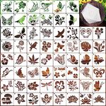 60 Pieces Stencil for Painting, Flowering Plants Stencils Reusable Bee Butterfly Dragonfly Wild Flower Stencils for DIY Crafts Wood Wall Canvas Home Decor