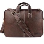 Amazon Basics Synthetic Leather Office Laptop Bag | Fits Up to 14/15.6/16 Inch Laptop/MacBook | Adjustable Handle | Shoulder Strap | for Men (Tan)