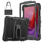 SEYMAC Case for Lenovo Tab M11 11 inch 2024 (TB-330FU/TB-331FC), Shockproof Case for Lenovo M11 With Screen Protector, Adjustable Stand,Shoulder Strap, Case for Lenovo M11 Tablet, Black