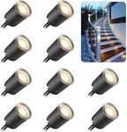 SMY Lighting 10Pcs Decking Lights, LED Deck Lights with Protecting Shell φ32mm,Warm White Deck Lighting IP67 Waterproof, 12V Low Voltage for Garden Steps,Stair,Patio,Floor,Kitchen Skirting Decoration